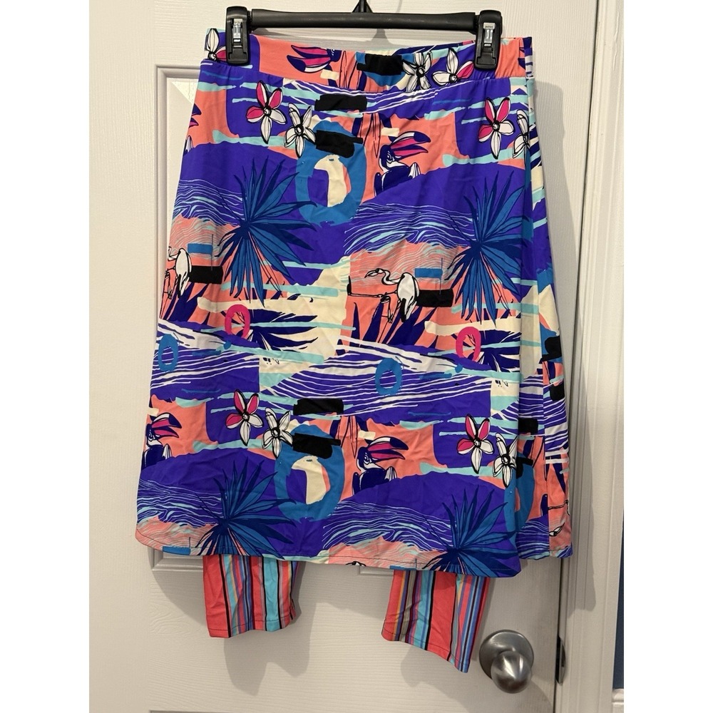 Tropical Flamingo Floral skirt w/leggings Modest Swim, Athletic Resort Coastal